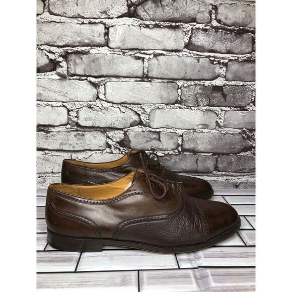 Mezlan Florence Brown Leather Brogue Cap Toe Oxfords Lace Dress Shoes Men Sz 12W - Picture 6 of 16